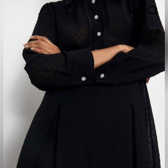 Zara black dot mesh romper with jewel buttons and lace collar - Picture 12 of 16